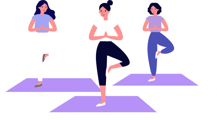 Εργαζόμενοι που κάνουν yoga σαν ομάδα μετά τη δουλειά