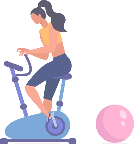Employee on a spin bike working out after work