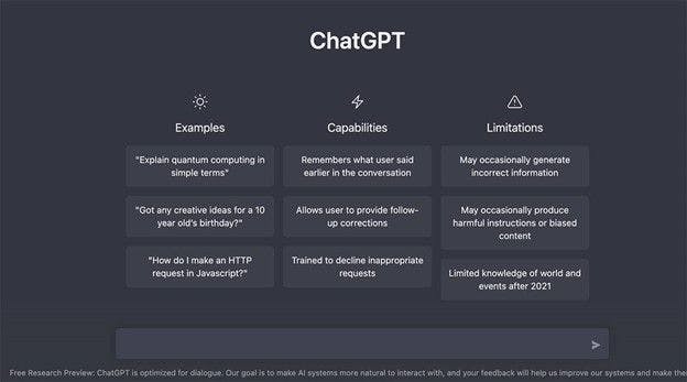 Αρχική σελίδα του ChatGPT